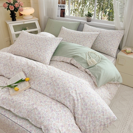 元元被芯 2025新款40支13372全棉印花全棉夹棉床笠四件套 悠然