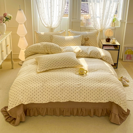 梦莱斯 2025直播爆款公主风A类针织棉床盖四件套AA版被套 甜甜心事
