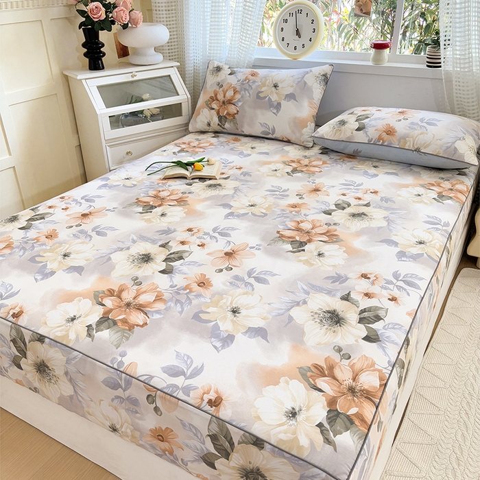 91家纺网 家纺一手货源 找家纺 元元被芯 2025新款40支13372全棉印花全棉隐藏式夹棉床笠 梦湘