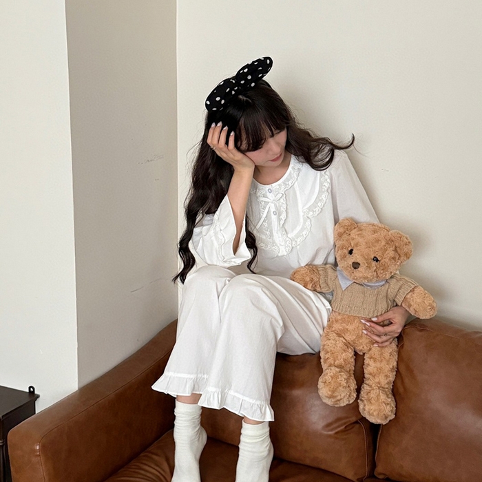 91家纺网 家纺一手货源 找家纺 （总）妍景家居生活馆 2025新款韩系蕾丝蝴蝶结纯白