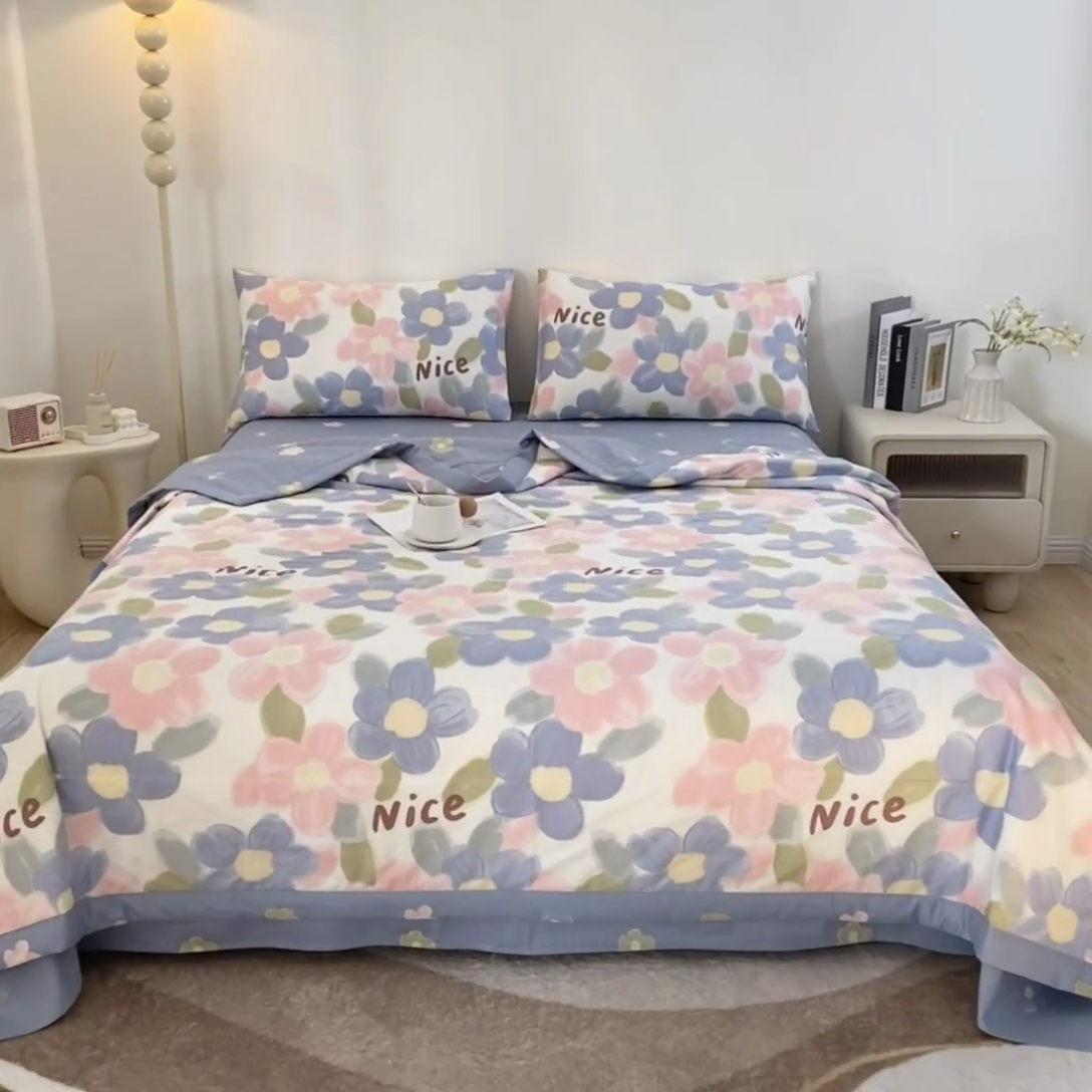 91家纺网 家纺一手货源 找家纺 鑫棉坊 【又降价啦】2025新款全棉A类印花纯棉花夏被可机洗空调被 蓝海晨光