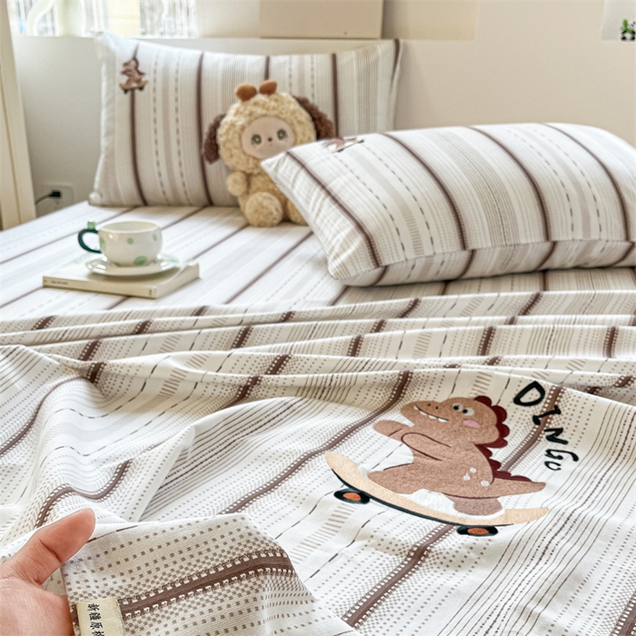 91家纺网 家纺一手货源 找家纺 笙意家纺2025新款全棉老粗布单品单床单 莫奈咖