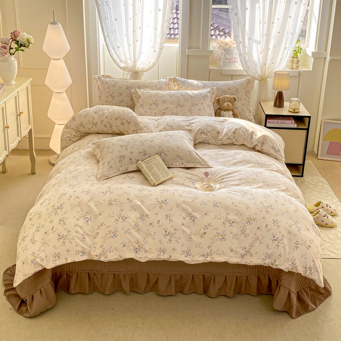 91家纺网 家纺一手货源 找家纺 梦莱斯 2025直播爆款公主风A类针织棉床盖四件套AA版被套 花边梦语