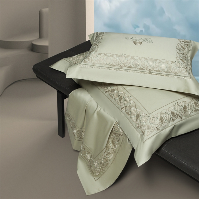 91家纺网 家纺一手货源 找家纺 高大尚婚庆馆 2025新款长绒棉四件套-简奢 简奢-油果绿