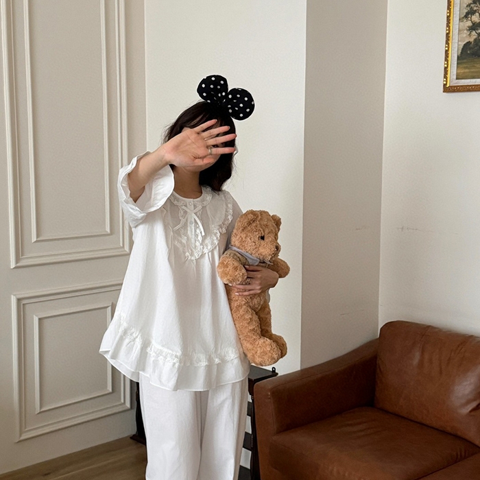 91家纺网 家纺一手货源 找家纺 （总）妍景家居生活馆 2025新款韩系蕾丝蝴蝶结纯白