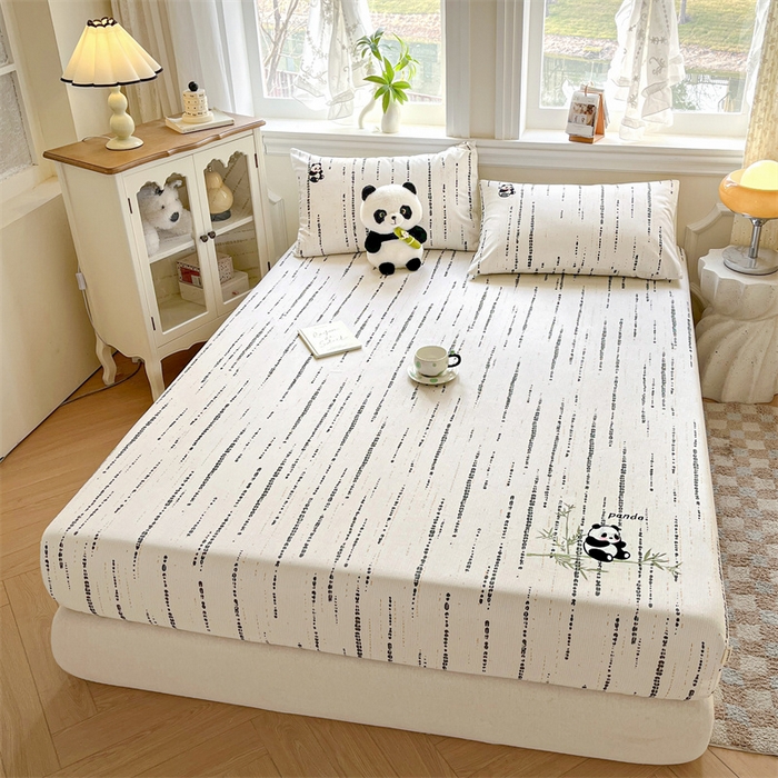 91家纺网 家纺一手货源 找家纺 笙意家纺2025新款全棉老粗布单床笠 熊墩墩