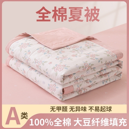 91家纺网 家纺一手货源 找家纺 鑫棉坊 2025新款A类全棉印花大豆纤维空调被大豆被 扶摇-粉