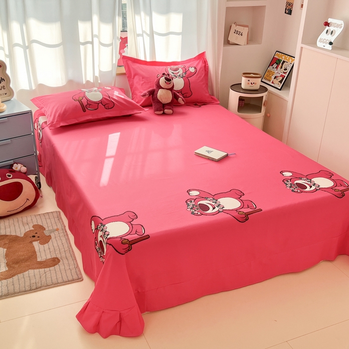 91家纺网 家纺一手货源 找家纺 典曼家纺 2025新款迪士尼大版印花卡通四件套 草莓梦