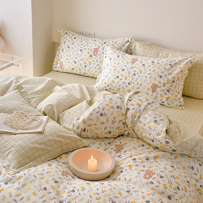 91家纺网 家纺一手货源 找家纺 慕希家纺 2025新款全棉13372印花四件套 朵朵熊