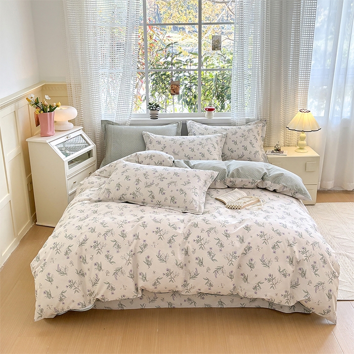 91家纺网 家纺一手货源 找家纺 元元被芯 2025新款40支13372全棉印花全棉被套夹棉四件套 宁静