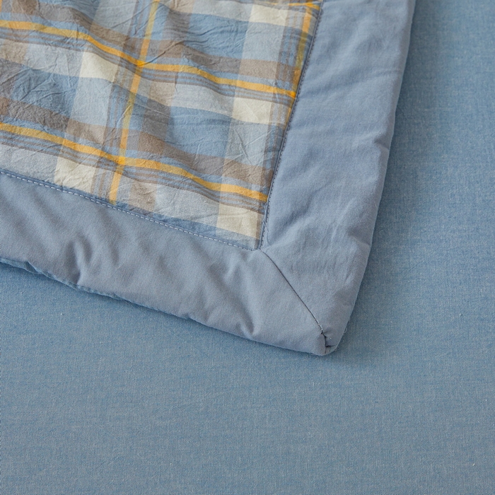 91家纺网 家纺一手货源 找家纺 猎鹿人家纺2025新款A类无印风水洗棉新疆棉花夏被 简兮-蓝 