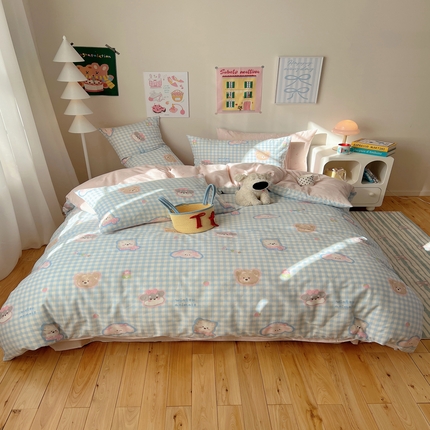 91家纺网 家纺一手货源 找家纺 （总）六巷胡同 2025新款 INS减龄可爱风卡通全棉四件套第五系（森林音乐会系列）