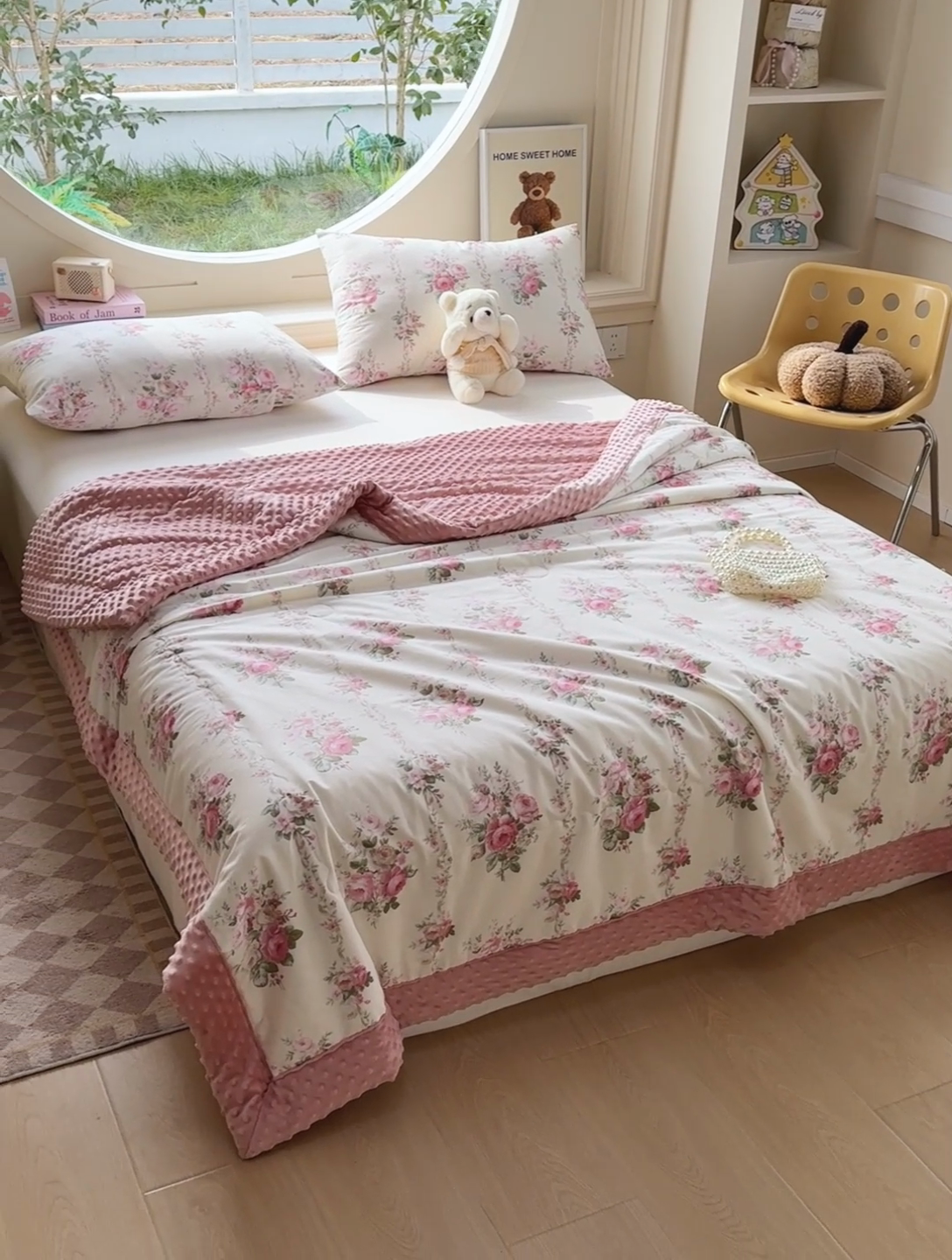 91家纺网 家纺一手货源 找家纺 梦依依 2025新款40支全棉豆豆被大豆被夏被春秋被子被芯 加微信送买家秀 兰栀半夏-粉