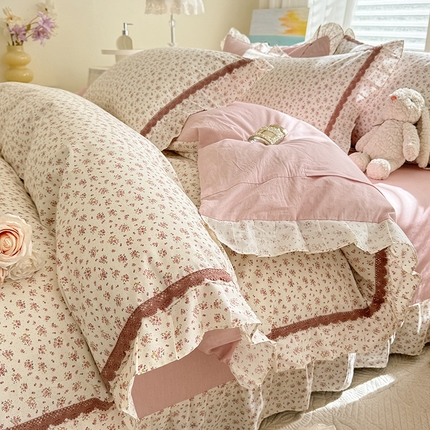 91家纺网 家纺一手货源 找家纺 （总）艾唯希家纺 2025新款全棉法式花边纯棉四件套公主风田园系列第六批