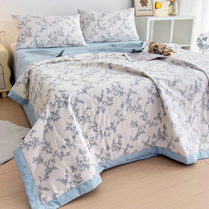 91家纺网 家纺一手货源 找家纺 鑫棉坊 2025新款A类全棉印花大豆纤维空调被大豆被 满庭