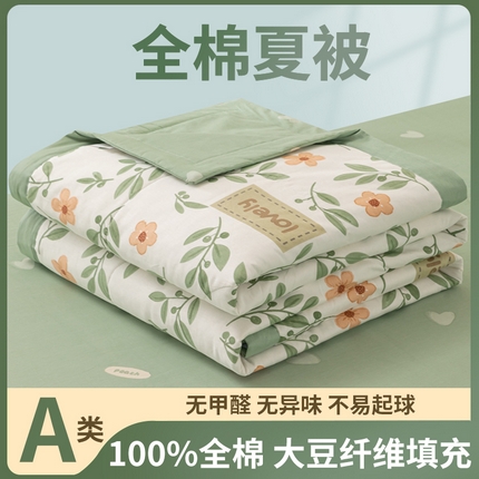 91家纺网 家纺一手货源 找家纺 鑫棉坊 2025新款A类全棉印花大豆纤维空调被大豆被 青柠薄荷