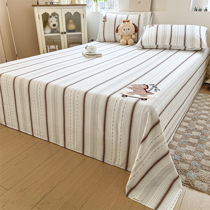 91家纺网 家纺一手货源 找家纺 笙意家纺2025新款全棉老粗布单品单床单 莫奈咖