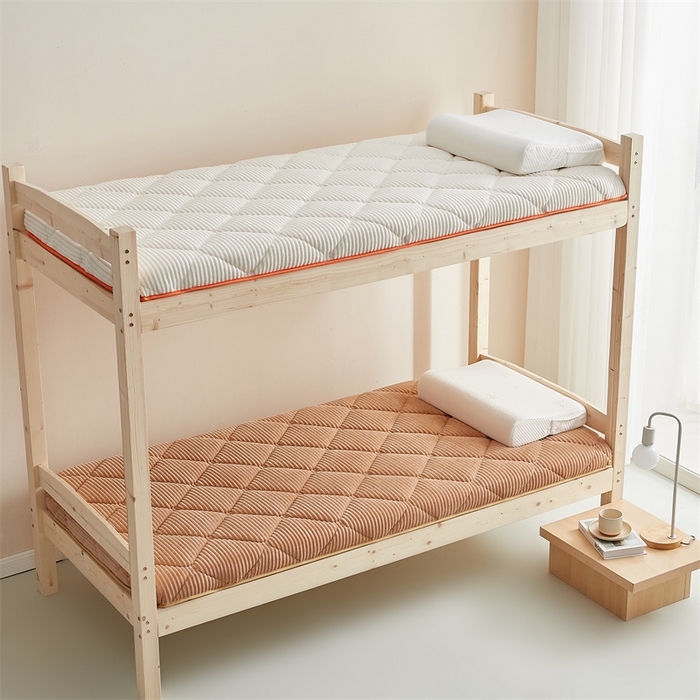 91家纺网 家纺一手货源 找家纺 2025新款柔软舒适魔法绒棉花床垫系列-学生款 驼色