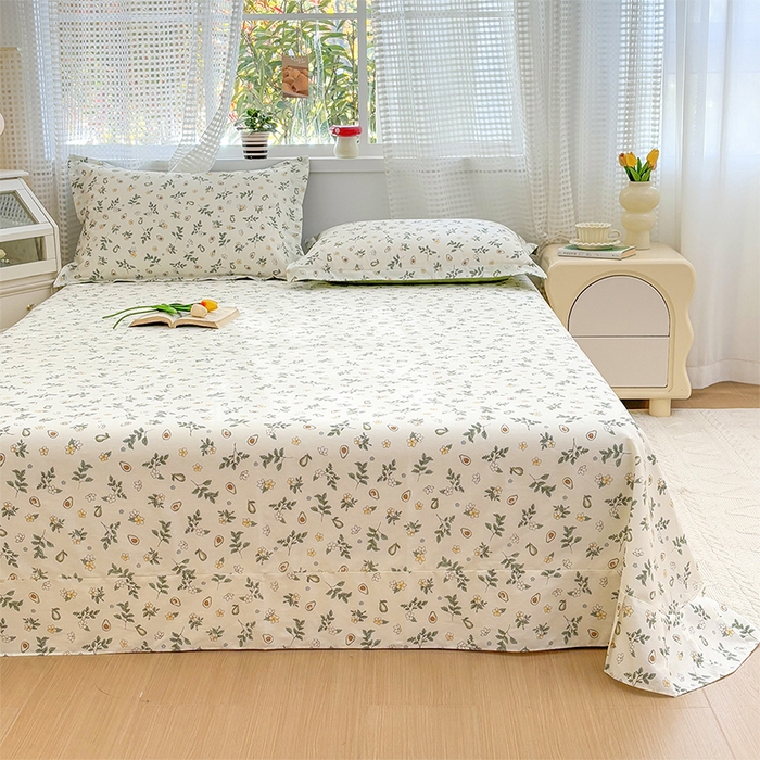 91家纺网 家纺一手货源 找家纺 元元被芯 2025新款40支13372全棉印花全棉床单 绿意