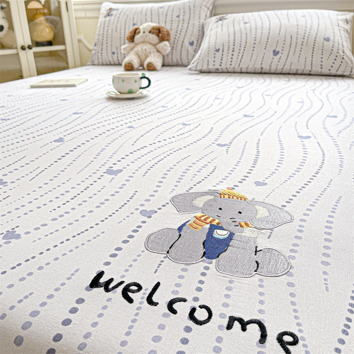 91家纺网 家纺一手货源 找家纺 笙意家纺2025新款全棉老粗布单床笠 小飞象-流心