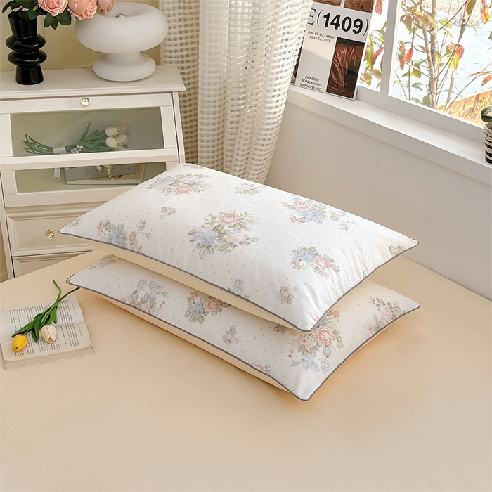 91家纺网 家纺一手货源 找家纺 元元被芯 2025新款40支13372全棉印花全棉隐藏式夹棉枕套 花舞