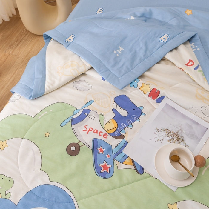 91家纺网 家纺一手货源 找家纺 鑫棉坊 2025新款A类全棉印花大豆纤维空调被大豆被 遨游太空