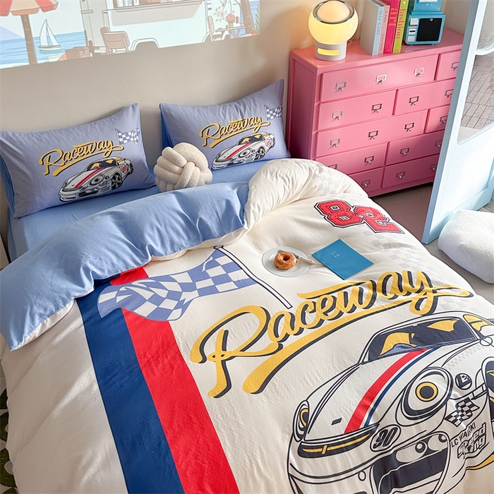 91家纺网 家纺一手货源 找家纺 馨语家居 2025新款全棉双层纱四件套 速度之王