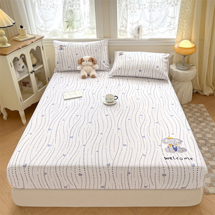 91家纺网 家纺一手货源 找家纺 笙意家纺2025新款全棉老粗布单床笠 小飞象-流心