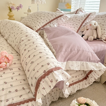 91家纺网 家纺一手货源 找家纺 （总）艾唯希家纺 2025新款全棉法式花边纯棉四件套公主风田园系列第六批