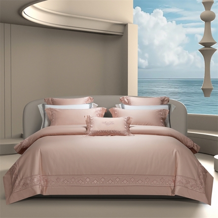 高大尚婚庆馆 2025新款长绒棉四件套-简奢 简奢-落樱粉
