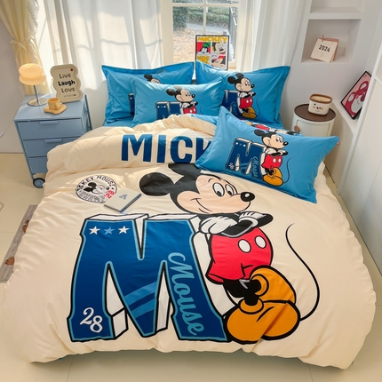 典曼家纺 2025新款迪士尼大版印花卡通四件套 活力米仔
