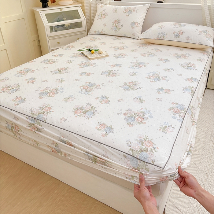 91家纺网 家纺一手货源 找家纺 元元被芯 2025新款40支13372全棉印花全棉隐藏式夹棉床笠 花舞