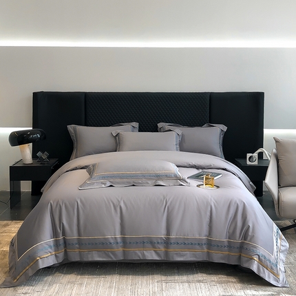 91家纺网 家纺一手货源 找家纺 （总）家居1号2025新款40s133*76全棉纯棉千鸟格刺绣大拼角长绒棉四件套-维也纳