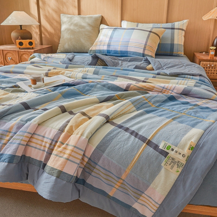 91家纺网 家纺一手货源 找家纺 猎鹿人家纺2025新款A类无印风水洗棉新疆棉花夏被 晚秋