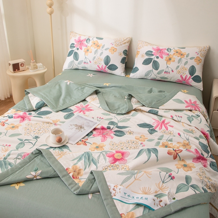 91家纺网 家纺一手货源 找家纺 鑫棉坊 【又降价啦】2025新款全棉A类印花纯棉花夏被可机洗空调被 漫歌雅韵