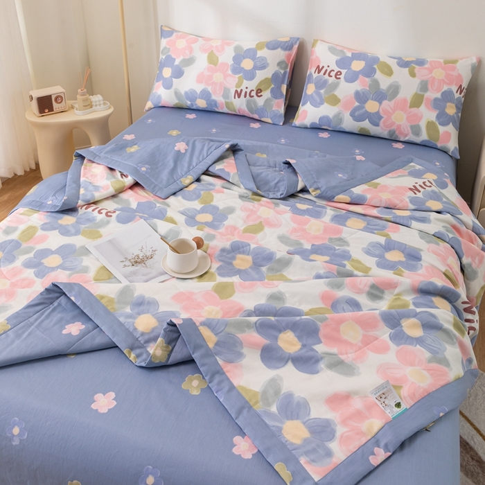 91家纺网 家纺一手货源 找家纺 鑫棉坊 2025新款A类全棉印花大豆纤维空调被大豆被 蓝海晨光