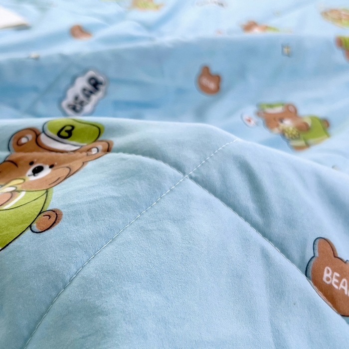 91家纺网 家纺一手货源 找家纺 鑫棉坊 2025新款A类水洗棉豆豆双层纱棉花夏凉被 精灵小熊