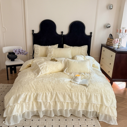 91家纺网 家纺一手货源 找家纺 （总）吾欢心2025新款蝴蝶梦立体定制蝴蝶加三层雪纺花边系列四件套