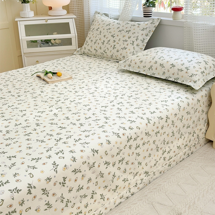 91家纺网 家纺一手货源 找家纺 元元被芯 2025新款40支13372全棉印花全棉床单 绿意