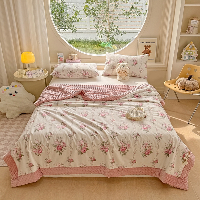 91家纺网 家纺一手货源 找家纺 梦依依 2025新款40支全棉豆豆被大豆被夏被春秋被子被芯 加微信送买家秀 兰栀半夏-粉