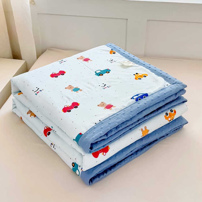 91家纺网 家纺一手货源 找家纺 鑫棉坊 2025新款A类水洗棉豆豆双层纱棉花夏凉被 小汽车