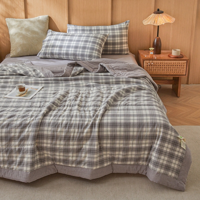 91家纺网 家纺一手货源 找家纺 猎鹿人家纺2025新款A类无印风水洗棉新疆棉花夏被 简易生活