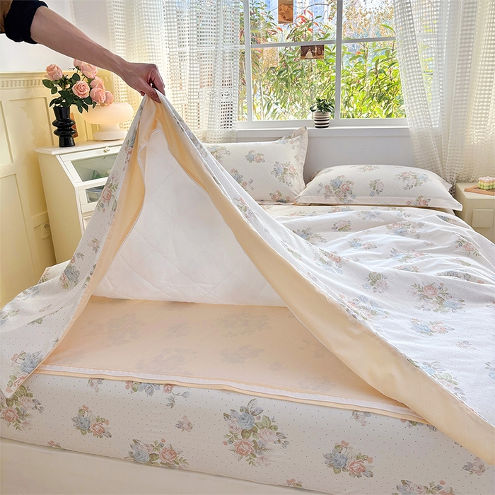 91家纺网 家纺一手货源 找家纺 元元被芯 2025新款40支13372全棉印花全棉隐藏式夹棉被套 花舞