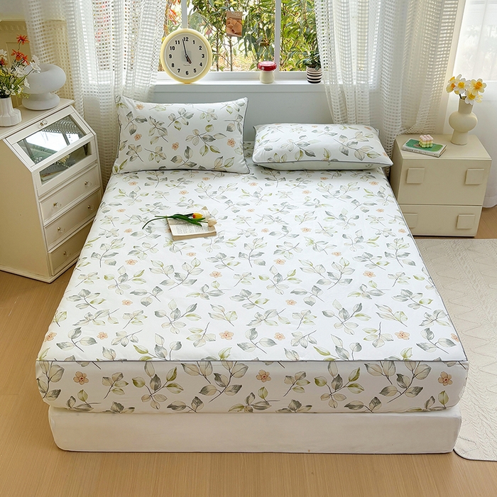 91家纺网 家纺一手货源 找家纺 元元被芯 2025新款40支13372全棉印花全棉隐藏式夹棉床笠 春溪