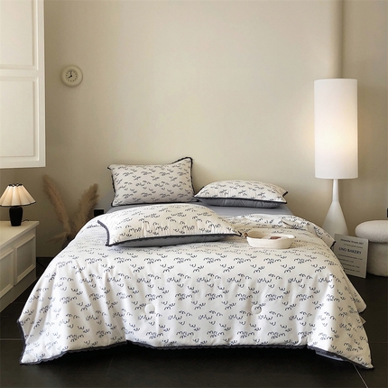 换种生活 2025新款水溶小花边针织单夏被 四件套 冰岛