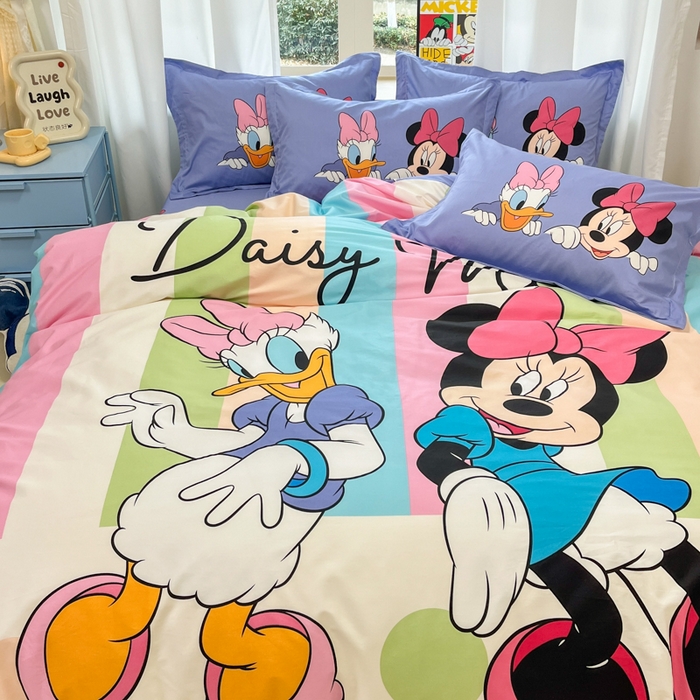 91家纺网 家纺一手货源 找家纺 典曼家纺 2025新款迪士尼大版印花卡通四件套 黛西米妮