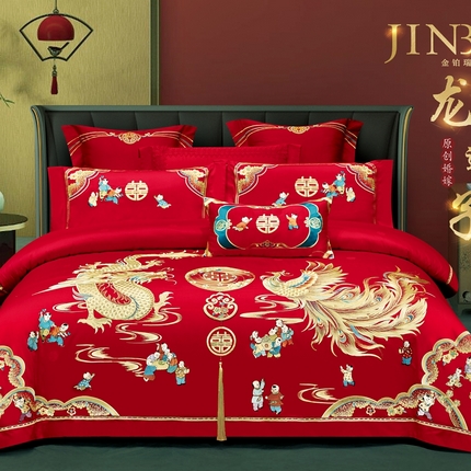 91家纺网 家纺一手货源 找家纺 （总）栩裕纺织 2025新款全棉刺绣婚庆四件套