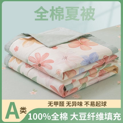 91家纺网 家纺一手货源 找家纺 鑫棉坊 2025新款A类全棉印花大豆纤维空调被大豆被 云裳花谷