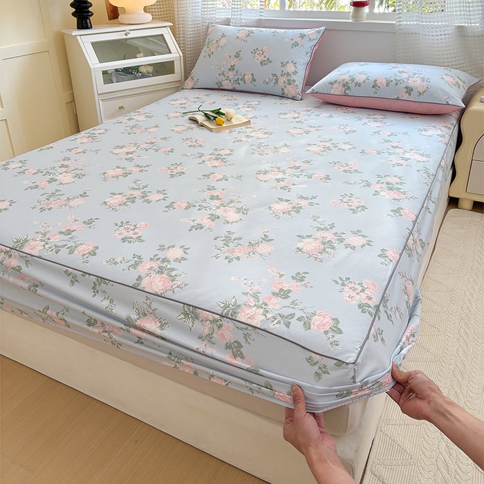 91家纺网 家纺一手货源 找家纺 元元被芯 2025新款40支13372全棉印花全棉隐藏式夹棉床笠 初妤