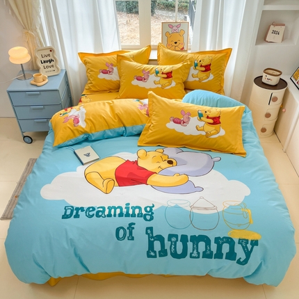 91家纺网 家纺一手货源 找家纺 典曼家纺 2025新款迪士尼大版印花卡通四件套 甜蜜的梦